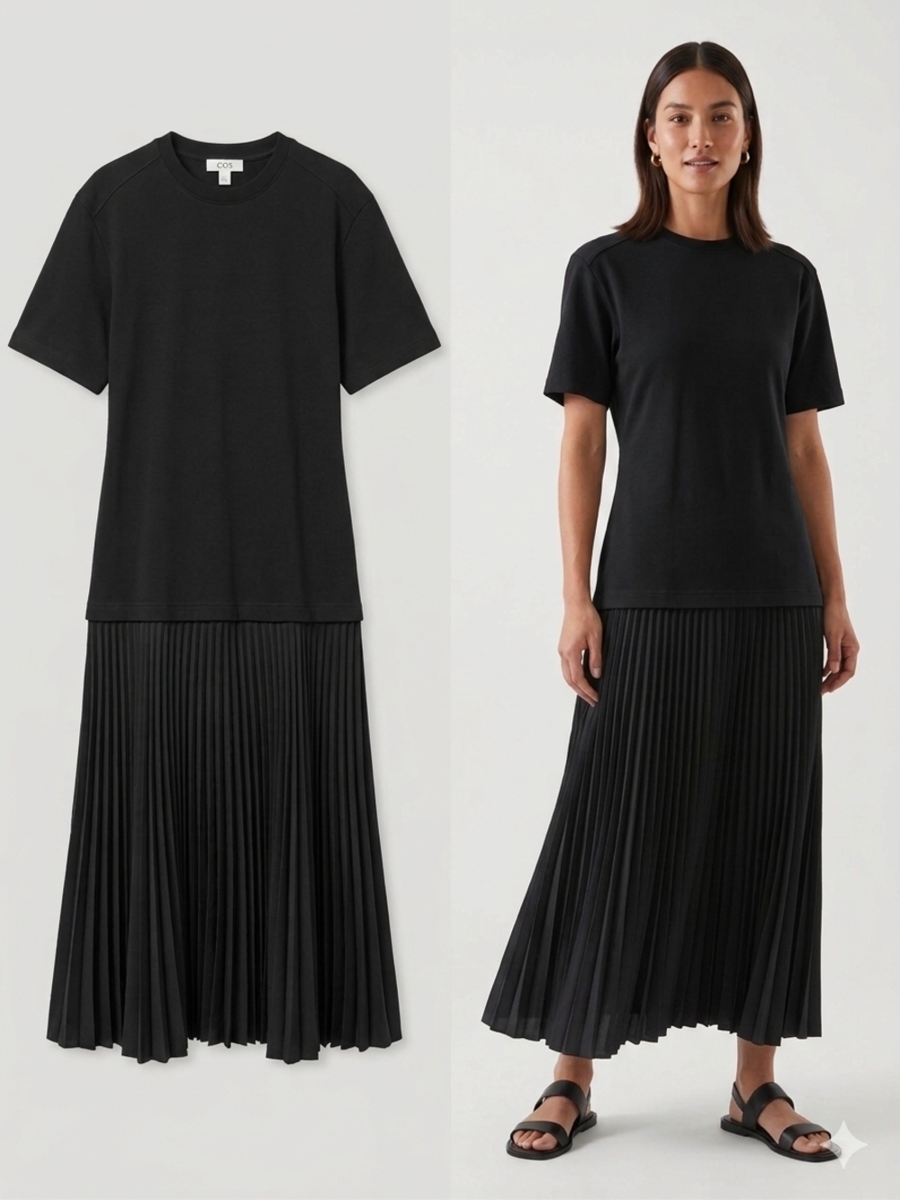 COS Black Pleated Skirt Set